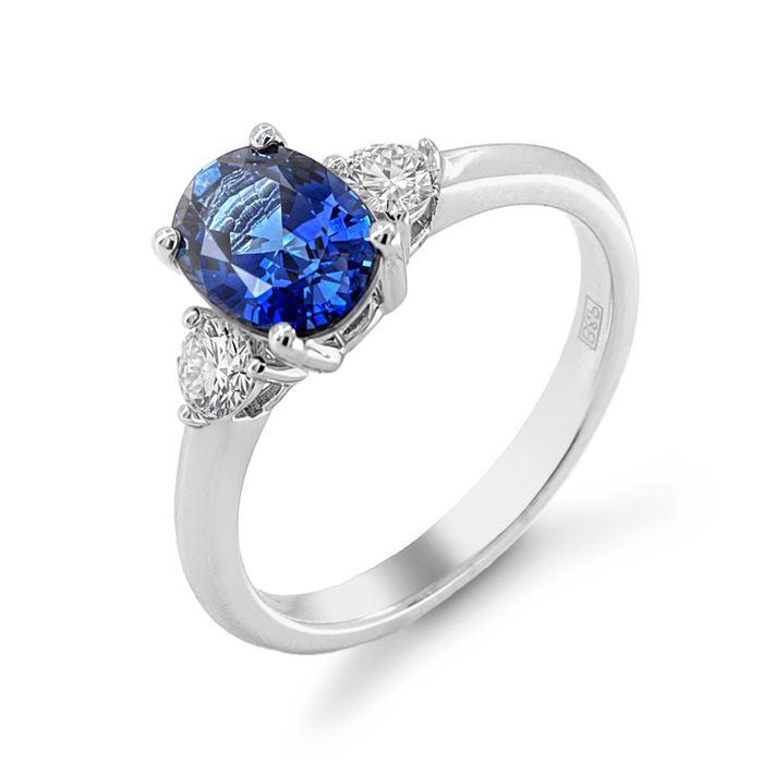 Solitaire Saphir ovale
