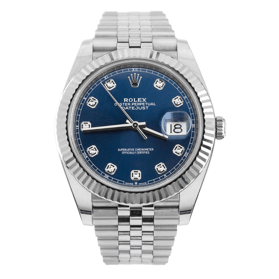 Rolex Datejust Neuve 41mm Neuve Bleu index diamants - Daniel de Guy