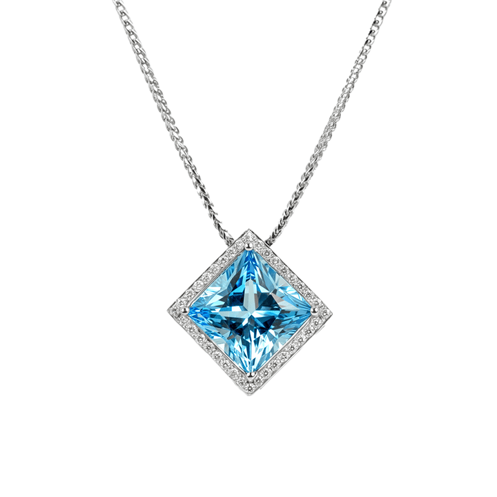 Pendentif or gris 18k avec topaze & diamants - Daniel de Guy