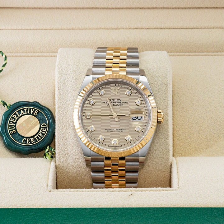 Rolex Datejust 36 mm Fluted Two-Tone Diamants Neuve - Daniel de Guy