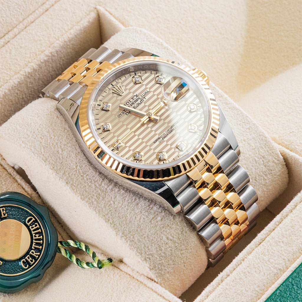 Rolex Datejust 36 mm Fluted Two-Tone Diamants Neuve - Daniel de Guy