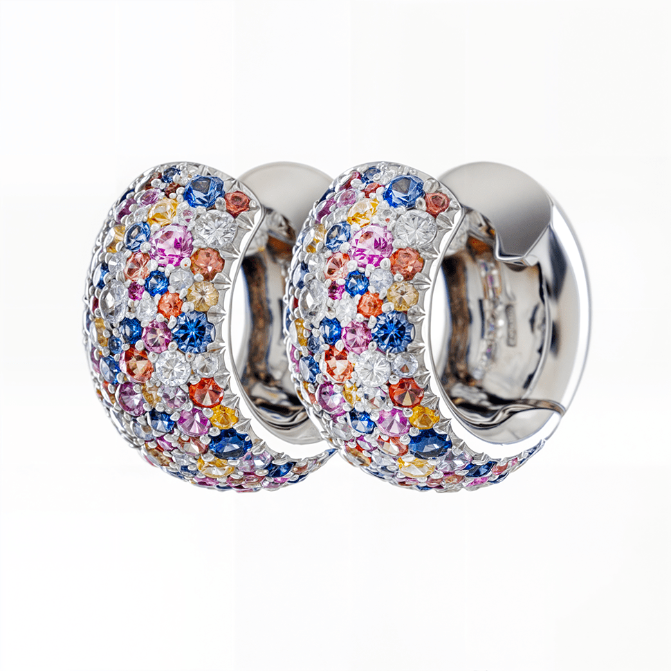 Boucles d'Oreilles Tutti Frutti Saphirs & Diamants - Daniel de Guy
