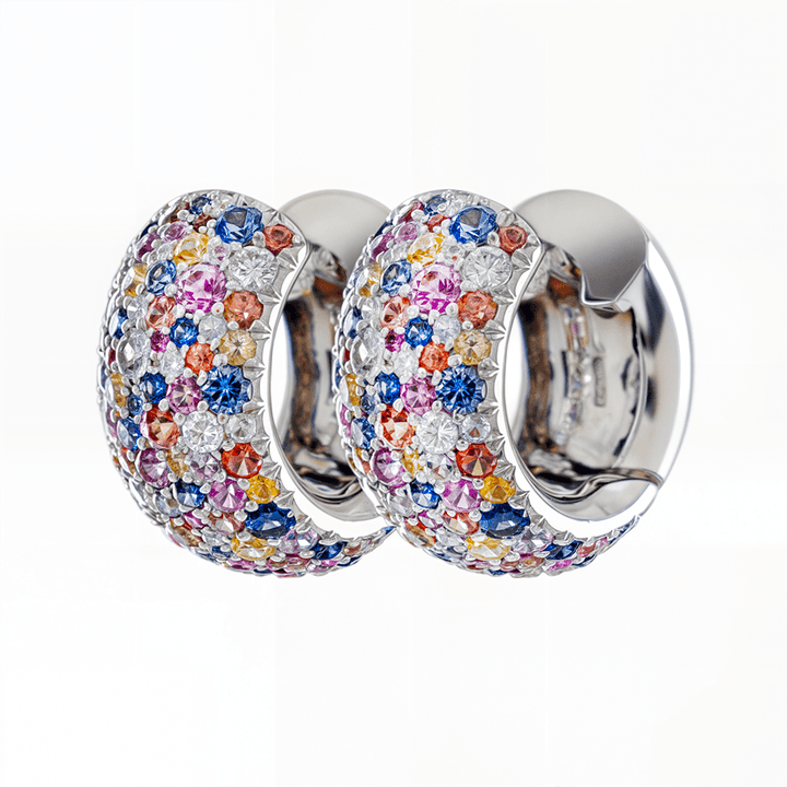 Boucles d'Oreilles Tutti Frutti Saphirs & Diamants - Daniel de Guy