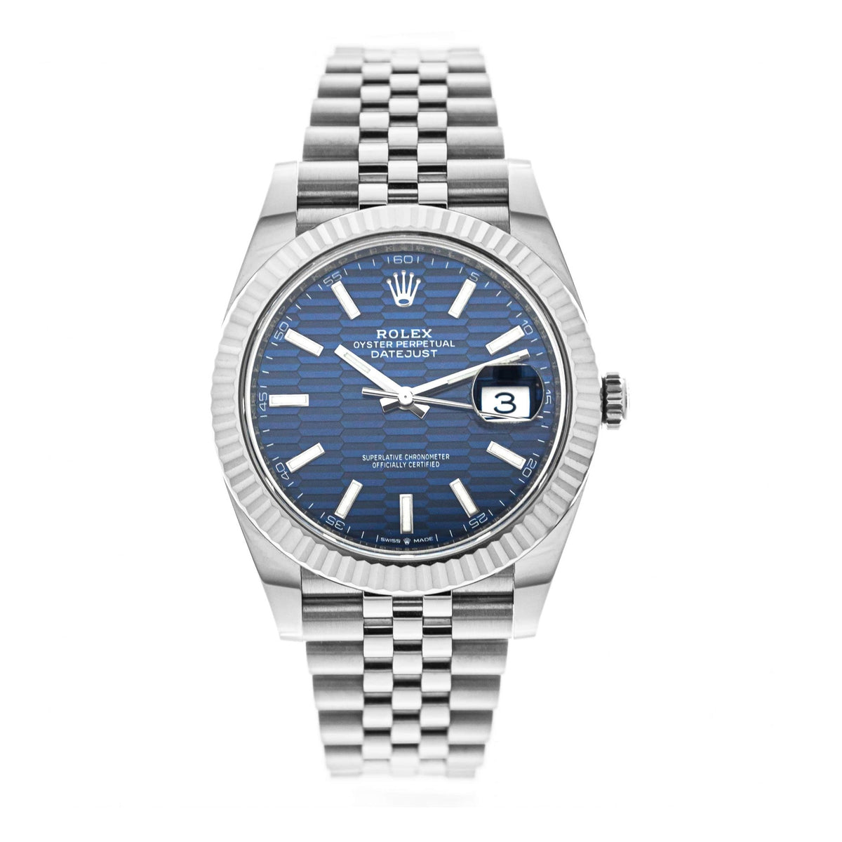 Rolex Datejust 41 mm Occ 11/22 Bleu Décor cannelé - Daniel de Guy