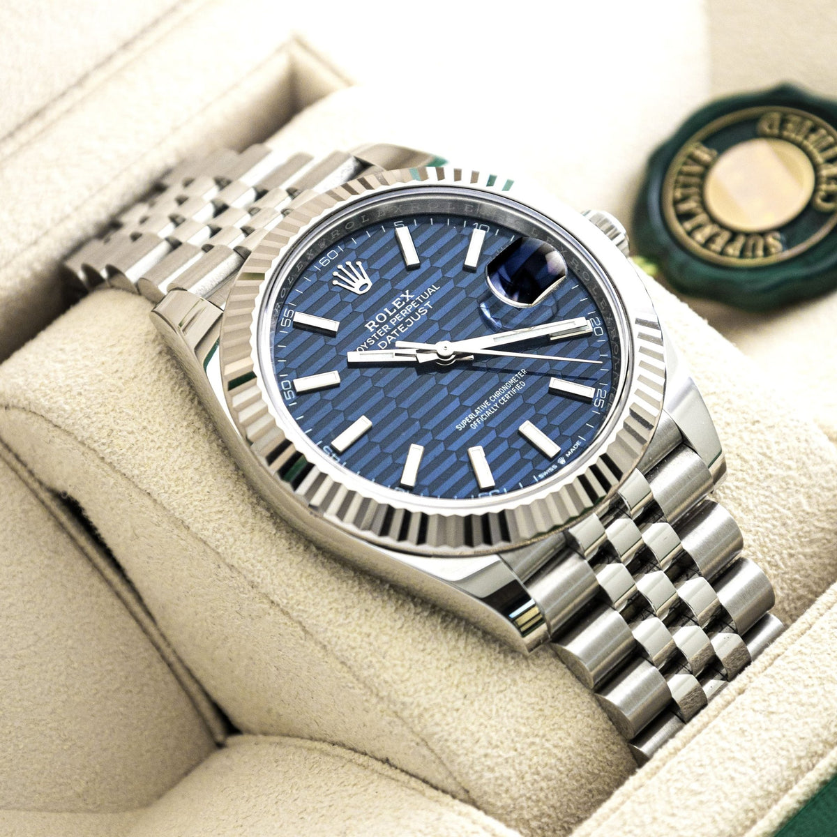 Rolex Datejust 41 mm Occ 11/22 Bleu Décor cannelé - Daniel de Guy