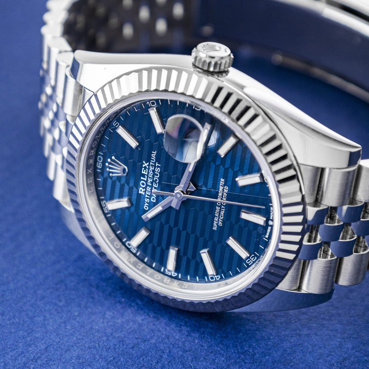 Rolex Datejust 41 mm Occ 11/22 Bleu Décor cannelé - Daniel de Guy