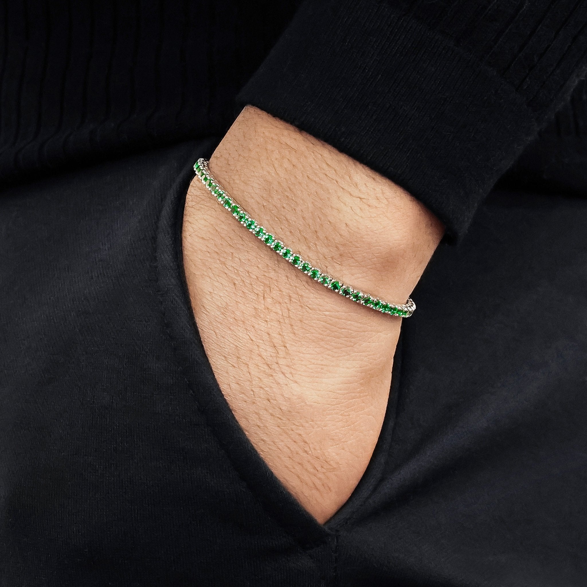 Bracelets Rivière d'Emeraudes or gris 18k - Daniel de Guy