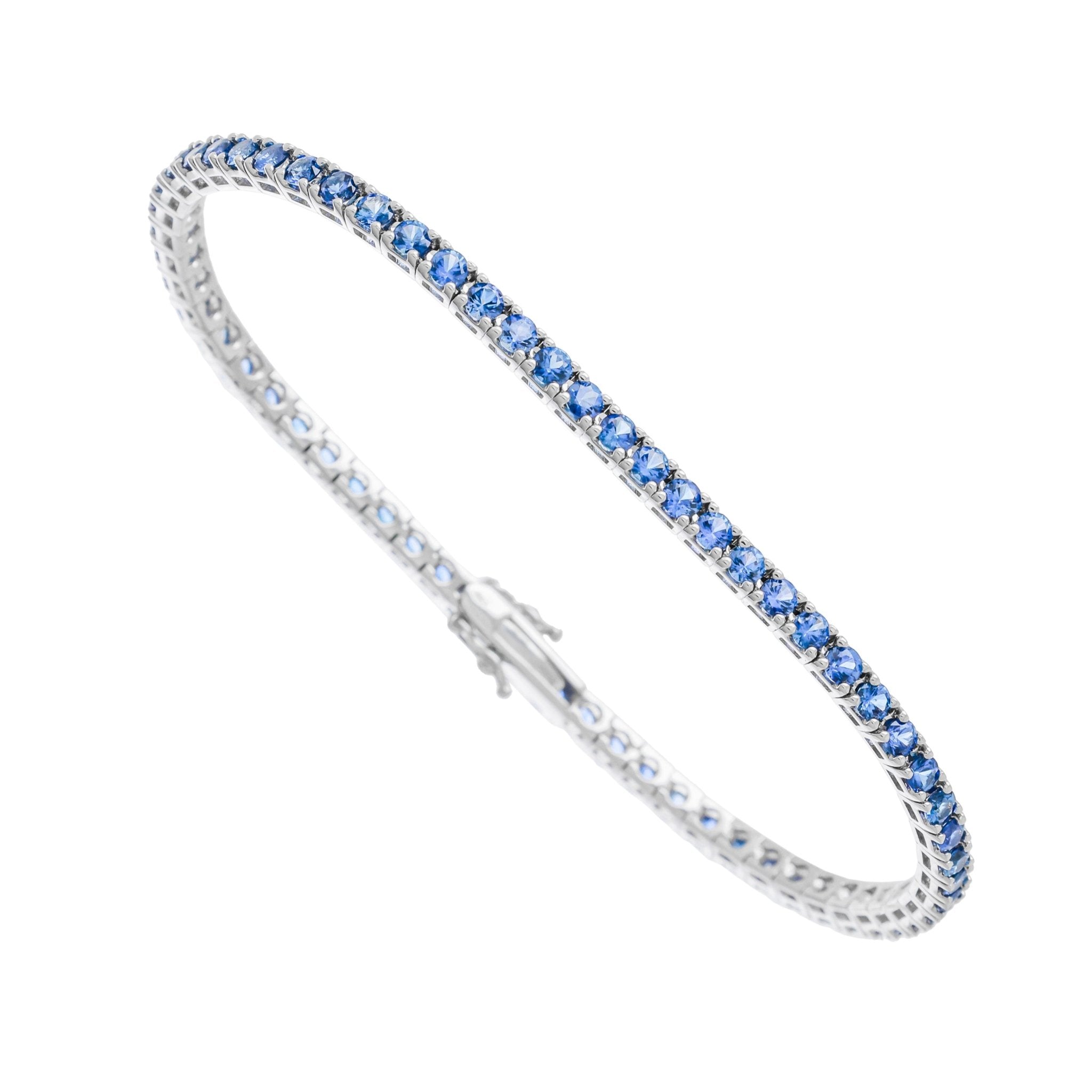 Bracelet Rivière de Saphirs Bleus Foncés or gris 18k - Daniel de Guy