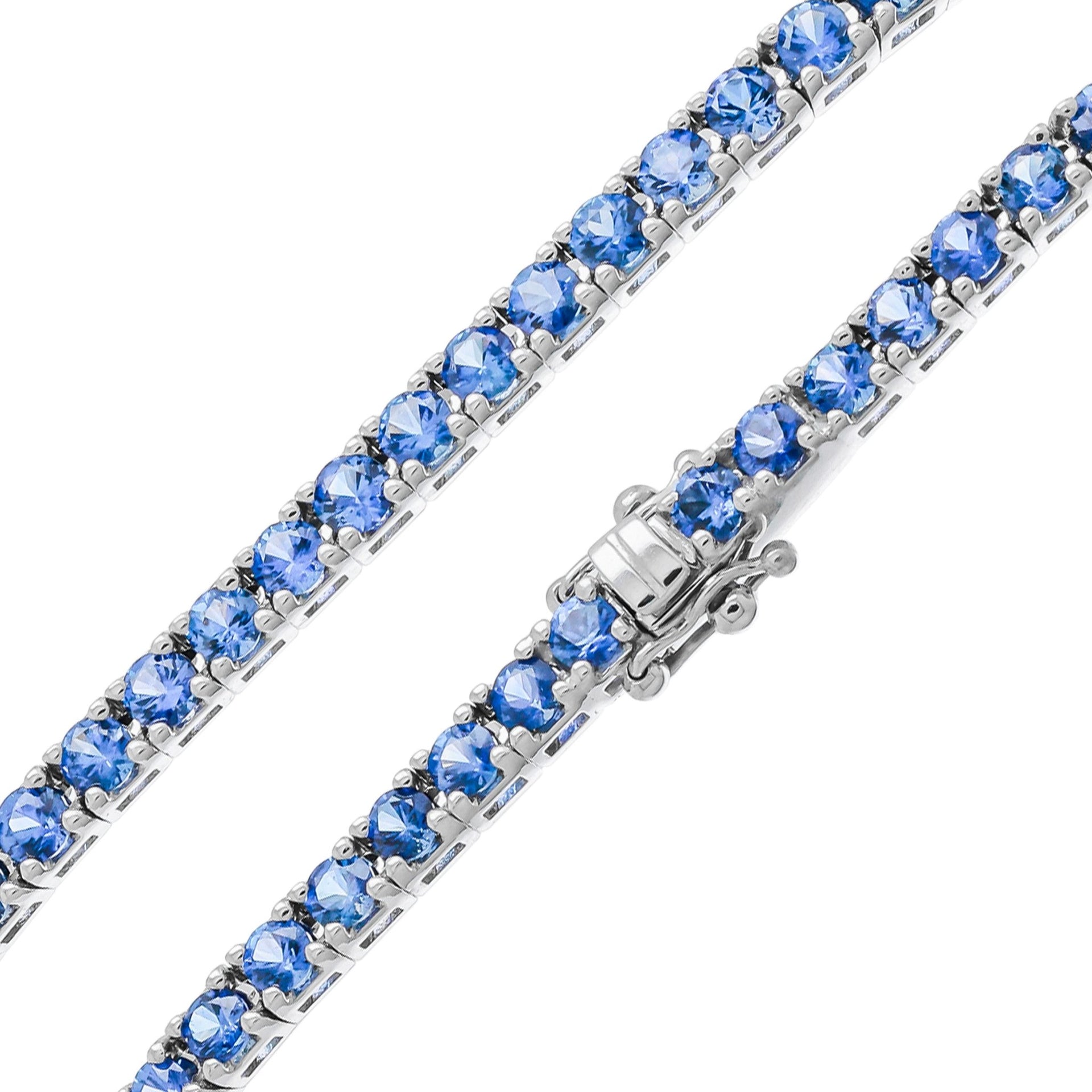 Bracelet Rivière de Saphirs Bleus Foncés or gris 18k - Daniel de Guy