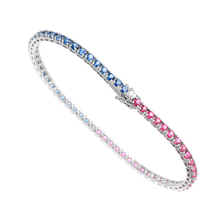 Bracelet or 18k "Pepsi"avec saphirs,Rubis & 1 Diamant - Daniel de Guy