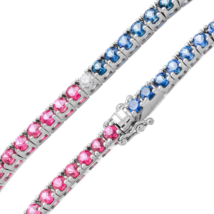 Bracelet or 18k "Pepsi"avec saphirs,Rubis & 1 Diamant