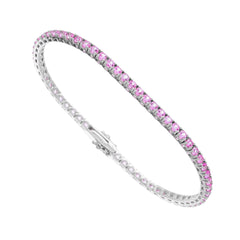 Bracelet Rivière de Saphirs Roses or gris 18k