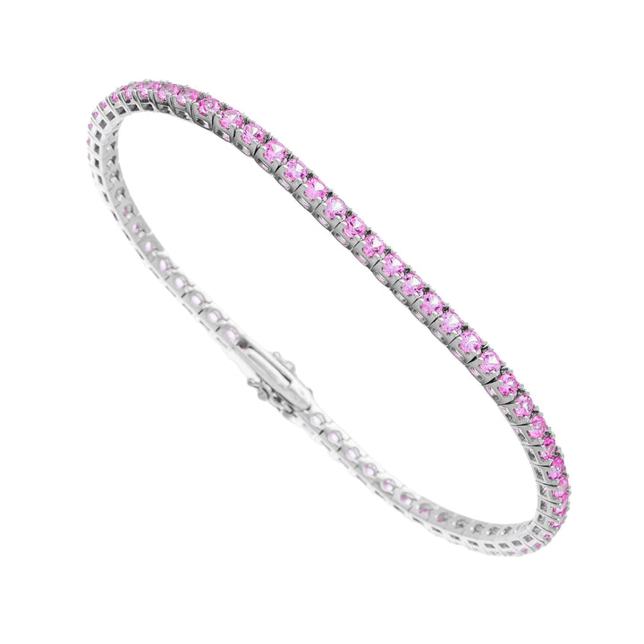 Bracelet Rivière de Saphirs Roses or gris 18k - Daniel de Guy