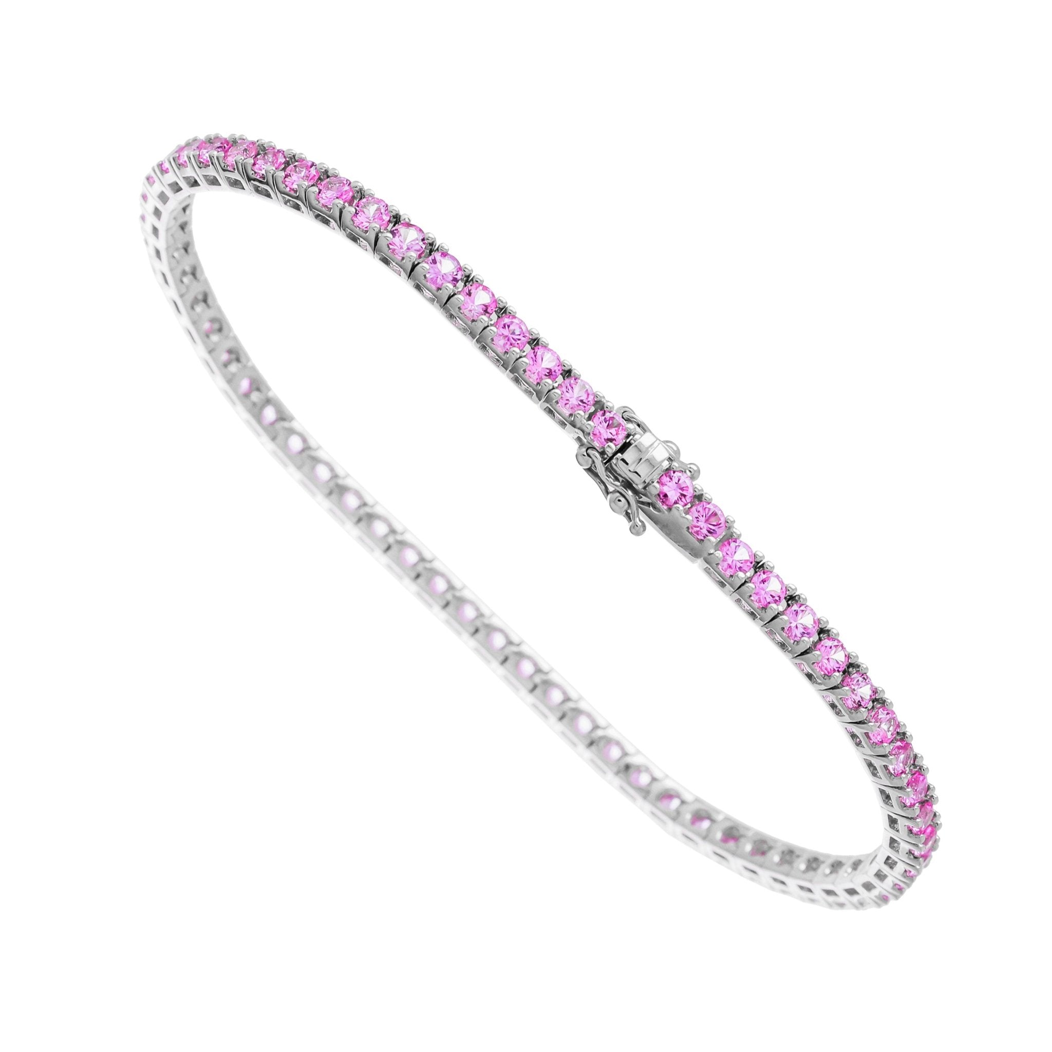 Bracelet Rivière de Saphirs Roses or gris 18k - Daniel de Guy