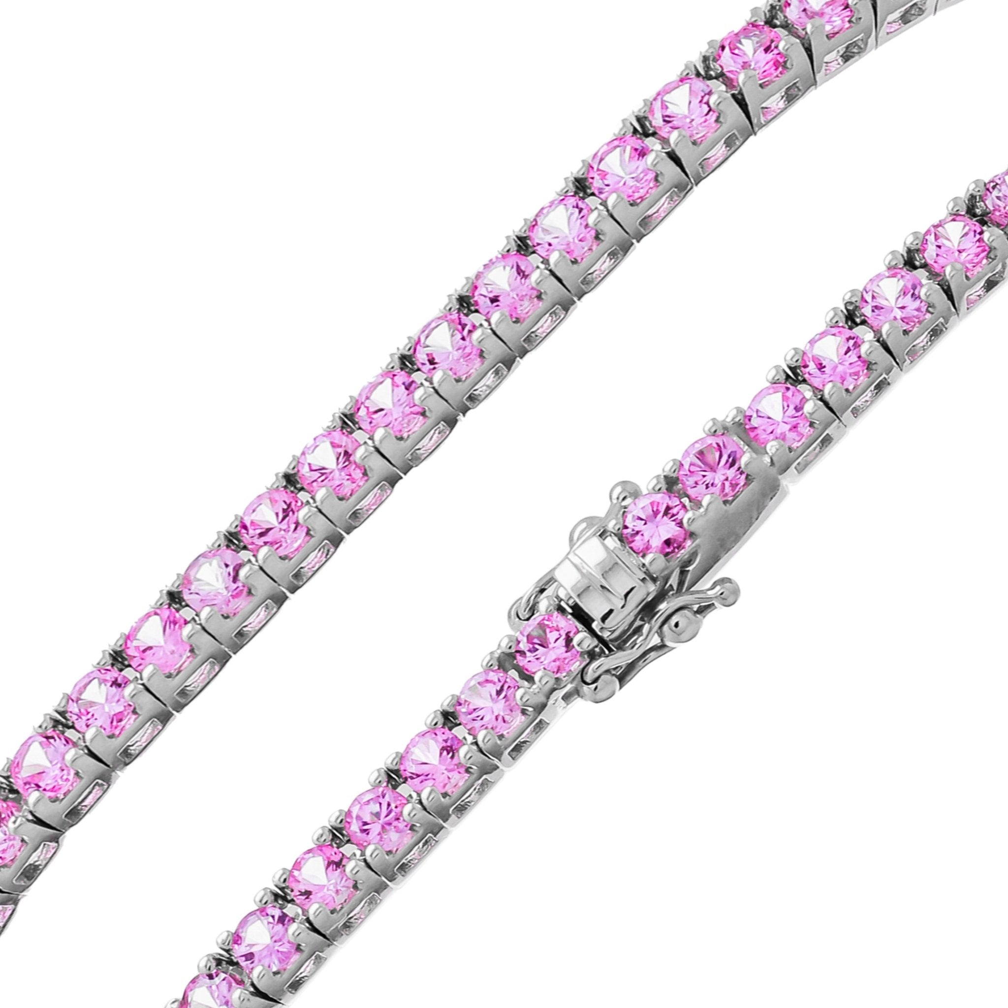Bracelet Rivière de Saphirs Roses or gris 18k - Daniel de Guy