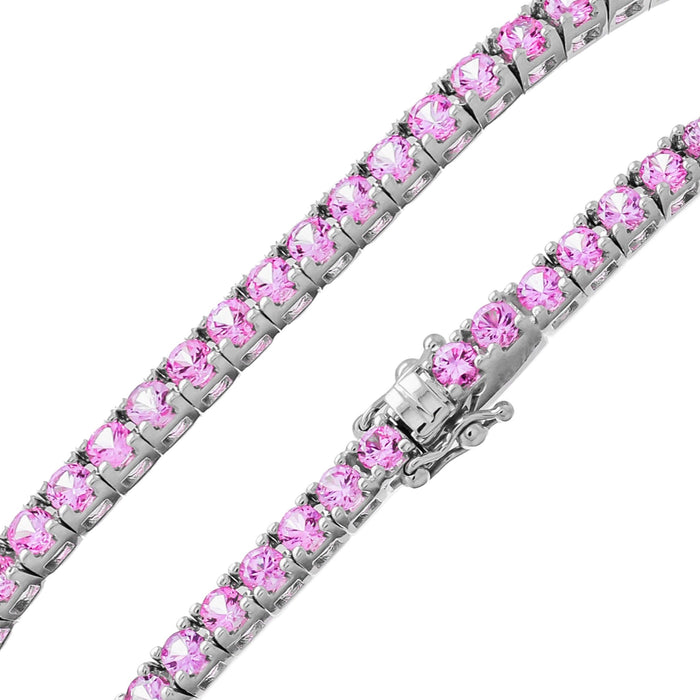 Bracelet Rivière de Saphirs Roses or gris 18k