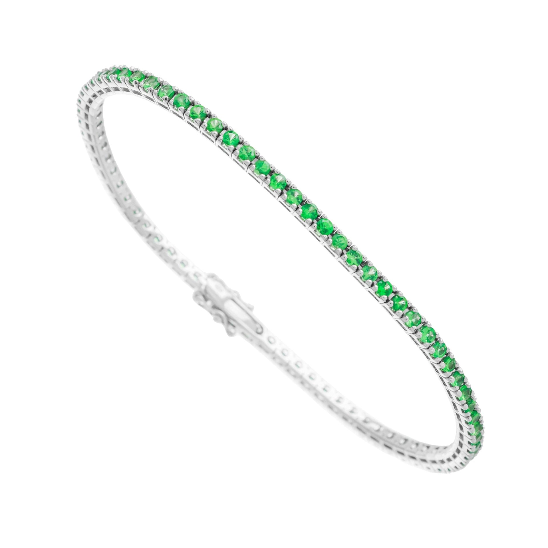 Bracelets Rivière de Tsavorites or gris 18k - Daniel de Guy