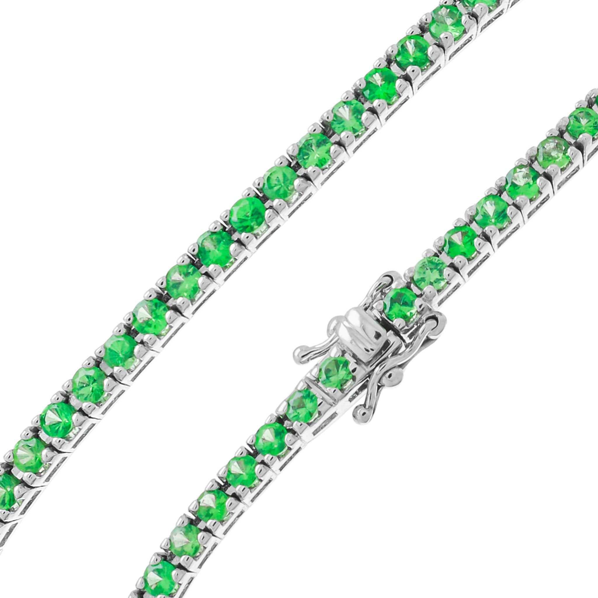 Bracelets Rivière de Tsavorites or gris 18k - Daniel de Guy