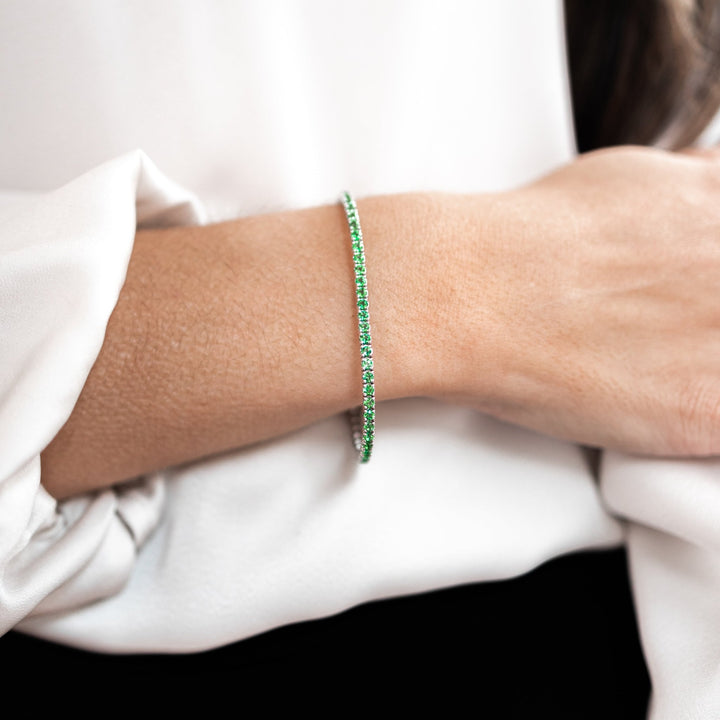 Bracelets Rivière de Tsavorites or gris 18k - Daniel de Guy