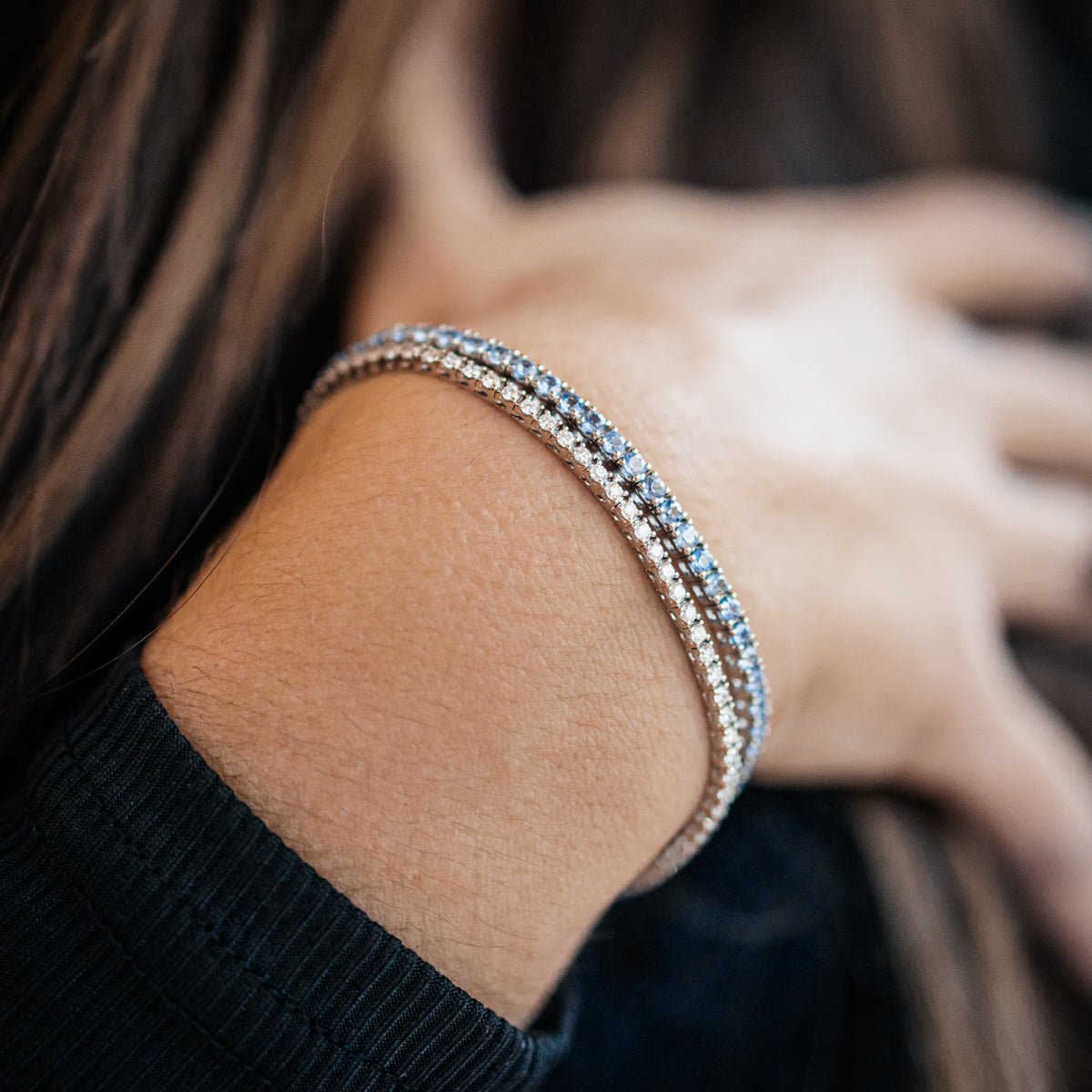 Bracelet Rivière de Saphirs Bleus Clairs or 18k - Daniel de Guy